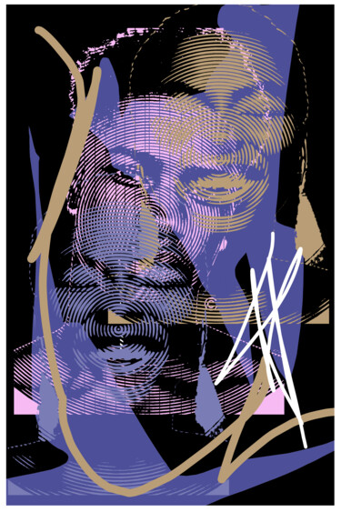 Druckgrafik mit dem Titel "BLUE TWO" von Gianluca Ferreri, Original-Kunstwerk, Digitaldruck
