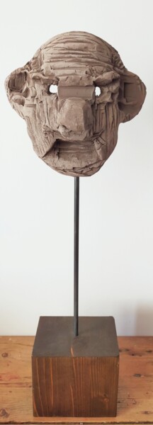 Sculpture titled "Maschera" by Gianluigi Golfetto, Original Artwork, Ceramics