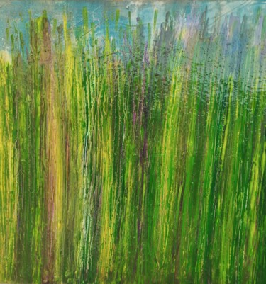 제목이 "Segni nel verde"인 미술작품 Gianluigi Golfetto로, 원작, 분필 나무 들것 프레임에 장착됨