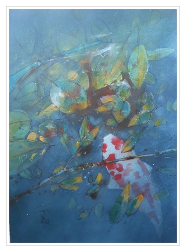 Painting titled "Carp" by Gianluigi Punzo, Original Artwork, Watercolor