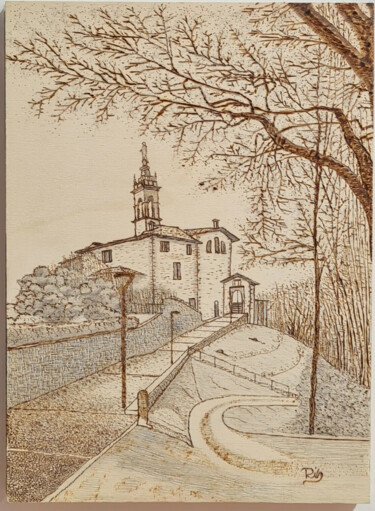 Desenho intitulada "Il Santuario della…" por Gianluigi Riva, Obras de arte originais, Lápis