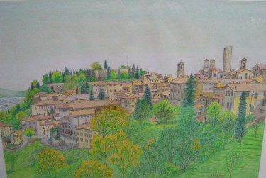 Painting titled "Bergamo - Città Alt…" by Gianluigi Riva, Original Artwork, Oil