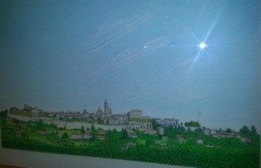 Pittura intitolato "Bergamo - Citta Alt…" da Gianluigi Riva, Opera d'arte originale, Olio