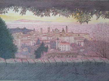 Pittura intitolato "Bergamo - Città Alt…" da Gianluigi Riva, Opera d'arte originale