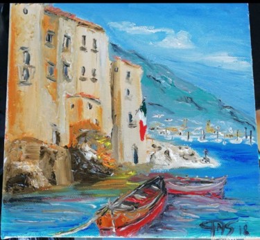 Painting titled "Marina italiana" by Gianmarco Serpi, Original Artwork, Oil