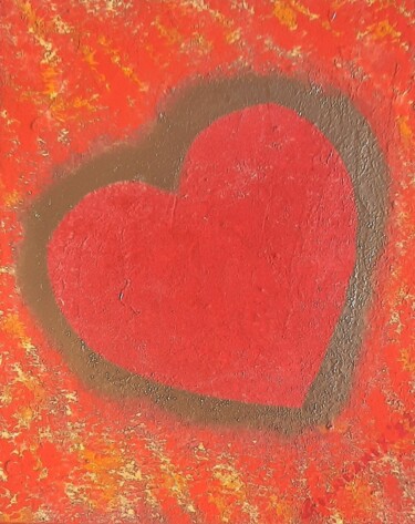 Painting titled "CUORE" by Gianmaria D'Andrea (GIANDANIX), Original Artwork, Enamel Mounted on Wood Stretcher frame