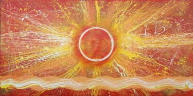 Painting titled "SOLE ROSSO" by Gianmaria D'Andrea (GIANDANIX), Original Artwork, Enamel Mounted on Wood Stretcher frame