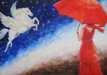 Painting titled "Arrivo di PEGASUS" by Gianna Bucelli, Original Artwork, Oil