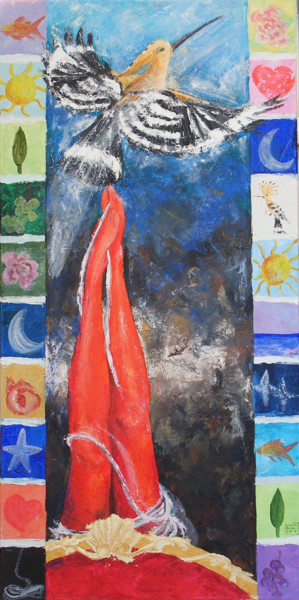 Pittura intitolato "Arriverò a volare?" da Gianna Bucelli, Opera d'arte originale, Olio