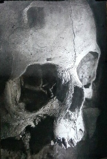 Tekening getiteld "Skull" door Giannecarlo Comissiong, Origineel Kunstwerk, Potlood
