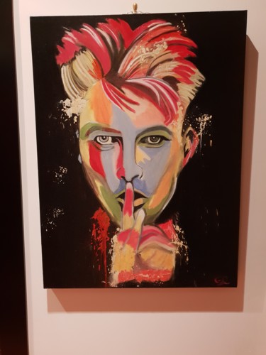 Painting titled "David Bowie" by Gianni Cuscianna, Original Artwork, Oil