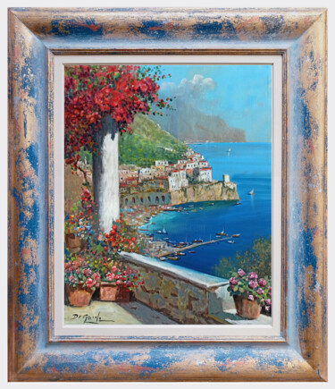 Pintura titulada "Flowers Amalfi seas…" por Gianni Di Guida, Obra de arte original, Oleo Montado en Bastidor de camilla de m…