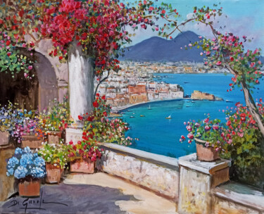Painting titled "Window on Posillipo…" by Gianni Di Guida, Original Artwork, Oil Mounted on Wood Stretcher frame