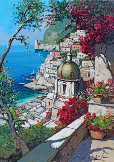 Pittura intitolato "View on the sea - P…" da Gianni Di Guida, Opera d'arte originale, Olio Montato su Telaio per barella in…