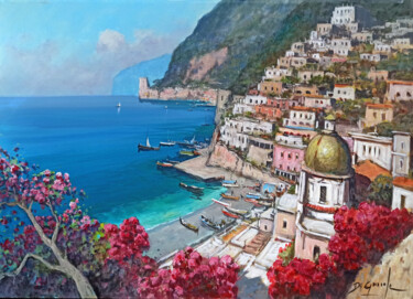 Painting titled "Horizontal view ove…" by Gianni Di Guida, Original Artwork, Oil Mounted on Wood Stretcher frame