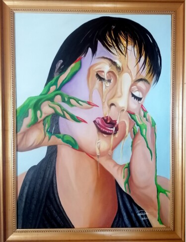 Painting titled "La pittrice" by Gianni Iviglia, Original Artwork, Oil
