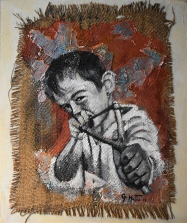 Pintura titulada "La fionda" por Gianni Mattu, Obra de arte original, Acrílico Montado en Otro panel rígido