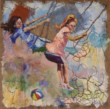 Pittura intitolato "L'altalena" da Gianni Mattu, Opera d'arte originale, Acrilico
