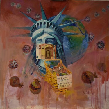 제목이 "Pandemia"인 미술작품 Gianni Mattu로, 원작, 기름