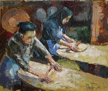 Pittura intitolato "Cottura del pane ca…" da Gianni Mattu, Opera d'arte originale, Olio