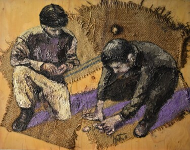 Peinture intitulée "Gioco con le monete…" par Gianni Mattu, Œuvre d'art originale, Acrylique