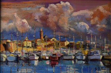 Pittura intitolato "Il porto di Alghero" da Gianni Mattu, Opera d'arte originale, Olio