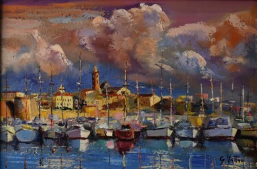 Painting titled "Il porto di Alghero" by Gianni Mattu, Original Artwork, Oil