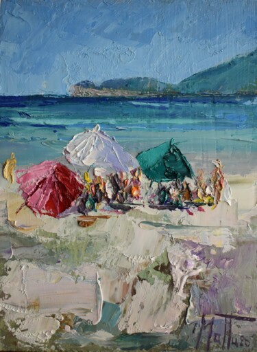 Peinture intitulée "Spiaggia" par Gianni Mattu, Œuvre d'art originale, Huile