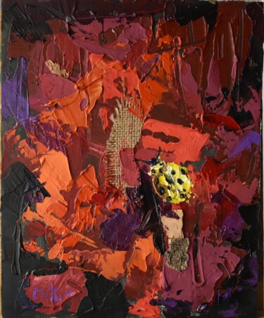Peinture intitulée "Coccinella gialla" par Gianni Mattu, Œuvre d'art originale, Acrylique