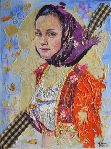 Pintura intitulada ""Costume tradiziona…" por Gianni Mattu, Obras de arte originais, Acrílico
