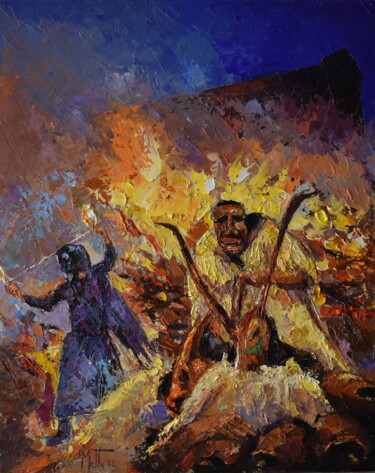 Pittura intitolato "Carrasecare (carnev…" da Gianni Mattu, Opera d'arte originale, Olio