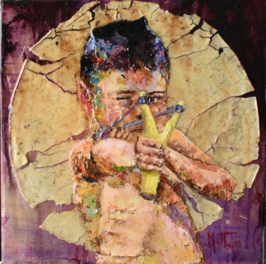 Ζωγραφική με τίτλο ""Mirando con la fio…" από Gianni Mattu, Αυθεντικά έργα τέχνης, Ακρυλικό Τοποθετήθηκε στο Ξύλινο φορείο σ…