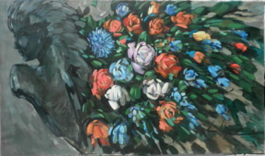 Painting titled "FIORI E SGUARDI" by Gianni  Giovanni Villa, Original Artwork, Oil