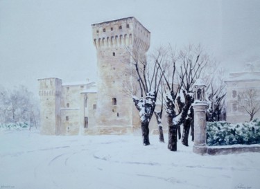 Painting titled "la rocca" by Gianni Pedrazzi, Original Artwork