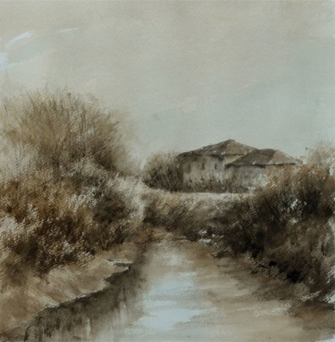 Malerei mit dem Titel "silenzio" von Gianni Pedrazzi, Original-Kunstwerk, Aquarell