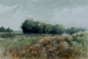 Painting titled "campagna" by Gianni Pedrazzi, Original Artwork, Watercolor