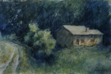 Pittura intitolato "casa in golena" da Gianni Pedrazzi, Opera d'arte originale, Acquarello