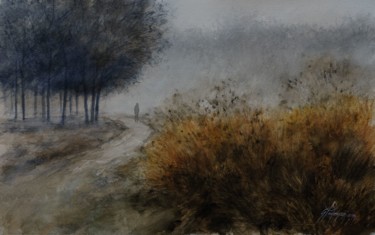 Painting titled ""In solitudine"" by Gianni Pedrazzi, Original Artwork, Watercolor