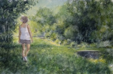 Pintura intitulada ""io e la natura"" por Gianni Pedrazzi, Obras de arte originais, Aquarela