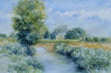 Peinture intitulée ""Canale Sabbioncell…" par Gianni Pedrazzi, Œuvre d'art originale, Aquarelle