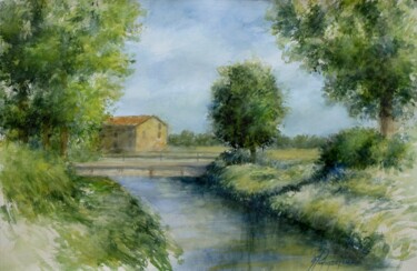 Painting titled ""Un giorno d'estate"" by Gianni Pedrazzi, Original Artwork, Watercolor