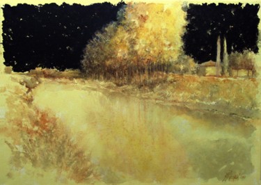 Pittura intitolato "l'acqua scorreva le…" da Gianni Pedrazzi, Opera d'arte originale