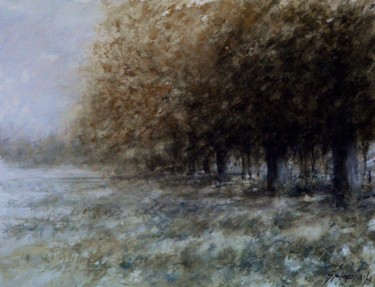 Peinture intitulée ""Inverno"" par Gianni Pedrazzi, Œuvre d'art originale, Aquarelle