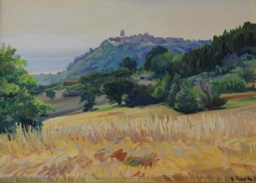 Pintura intitulada "Campo di grano con…" por Gianni Virgili, Obras de arte originais, Óleo