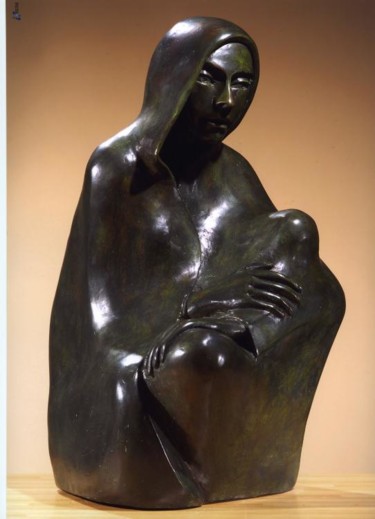 Sculpture titled "DONNA CON CAPPUCCIO" by Marcello Giannozzi, Original Artwork