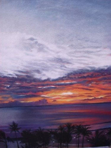 Painting titled "Waikiki street ligh…" by Giao Nguyen, Original Artwork