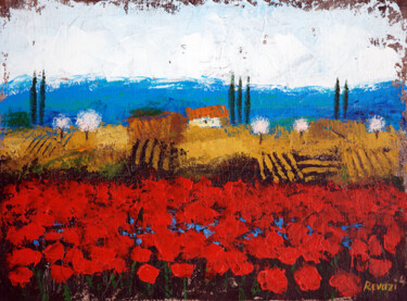 Malarstwo zatytułowany „Spring landscape.” autorstwa Gia Revazi, Oryginalna praca, Akryl