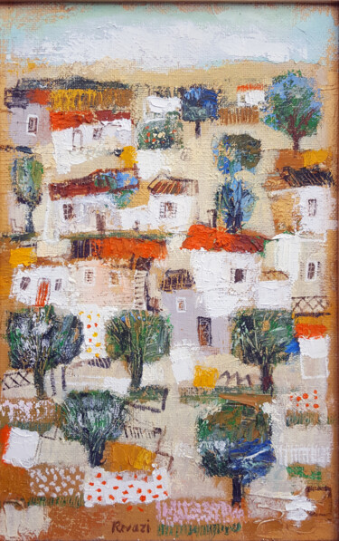 Картина под названием "Rural landscape." - Gia Revazi, Подлинное произведение искусства, Масло Установлен на Деревянная рама…