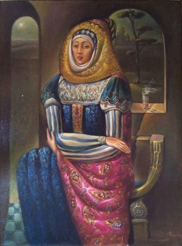 Malerei mit dem Titel "Queen" von George Rurua, Original-Kunstwerk, Öl