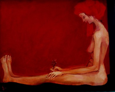 Malerei mit dem Titel "Spring in Red" von George Rurua, Original-Kunstwerk, Acryl